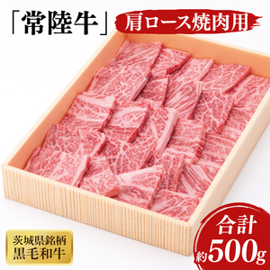 03-41 茨城県銘柄黒毛和牛常陸牛肩ロース焼肉用約500g【ブランド牛 牛肉 黒毛和牛 ひたちぎゅう 良質 霜降り 冷凍 茨城県 阿見町】