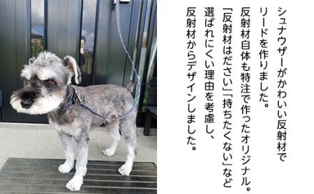 48-09【小型犬用10キロまで】光るリード　シュナウザー柄の反射材（赤）