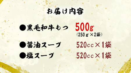 黒毛和牛 もつ鍋 セット 牛もつ 500g（ 2～3人前 × 2回分 ）和牛 鍋 ふるさと納税 7000円 お手軽 [AU089ya]