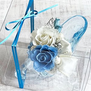 人気の枯れないお花 プリザーブドフラワー アクリルハイヒールアレンジ ブルー系 004ya 茨城県八千代町 ふるさと納税サイト ふるなび