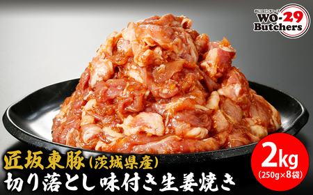 K2331 匠坂東豚(茨城県産)切り落とし 味付き生姜焼き 2kg(250g×8袋) 豚肉 切り落とし 生姜焼き 味付き 茨城県 境町 匠 2kg 2000g ファミリー 大容量 大家族 小分け 一人暮らし