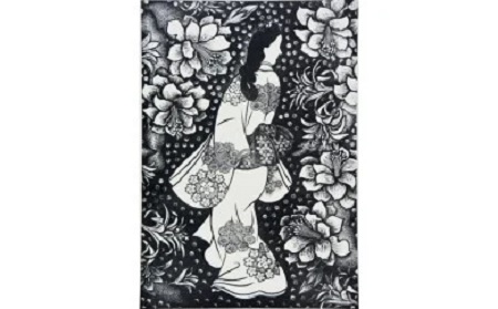 S59 【数量限定】【木版画家・富張廣司】花美人（Ｂ）（40㎝×28㎝・額付）