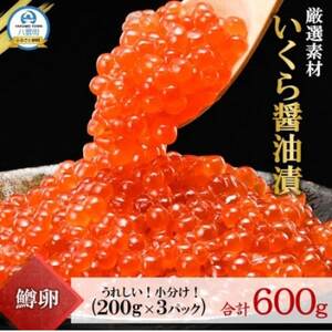 いくら 醤油漬 200g×3パック(合計600g) 鱒 小分けパック 海鮮 魚介 北海道 八雲町【配送不可地域：離島】【1563629】