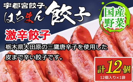 宇都宮餃子 はちまん餃子 激辛餃子 12個（12個入り×1袋/1個 22g） ｜ 宇都宮餃子 国産野菜 グルメ 宇都宮市 餃子 冷凍 ぎょうざ ギョーザ 野菜 冷凍食品 冷凍餃子 焼き餃子 水餃子