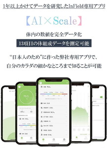 INFIELD「AI×体重計」【最大3年保証】 | トレーナー監修 体組織計 体組成計 Bluetooth スマホ 連動 体脂肪計 高精度 多機能 体重 体脂肪率 水分率 基礎代謝 薄型 コンパクト 体脂肪 体重計 ヘルスメーター 軽量 黒 白