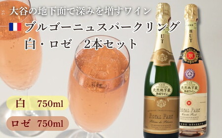 大谷の天然地下蔵で深みを増すワイン ブルゴーニュ スパークリング白・ロゼ 2本セット【 白ワイン スパークリングワイン ギフト 栃木県 宇都宮市 】※配送不可地域：離島