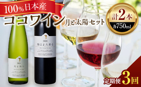 【定期便3ヶ月】ココワイン/月と太陽セット 3ヶ月連続でお届け【 ワイン お酒 栃木県 足利市 】 F7Z-016