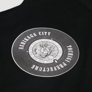 バックプリント 足利市 マンホールTシャツ 黒 XL