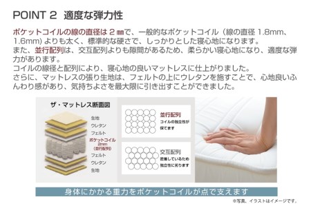 ザ・マットレス クイーン 160×195cm 厚さ20cm ポケットコイル スプリング アイボリー (圧縮梱包) F7Z-541