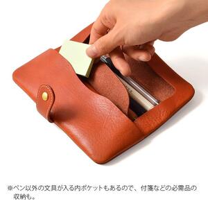 ペンケース-tray- HUKURO 栃木レザー 全6色【ブラック(赤糸)】【雑貨 日用品 人気 おすすめ 】