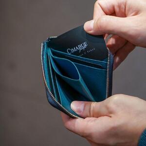 チマブエ Morris 栃木レザー 本革 L字ファスナーコンパクト財布 【紺】【雑貨 ファッション 人気 おすすめ 】