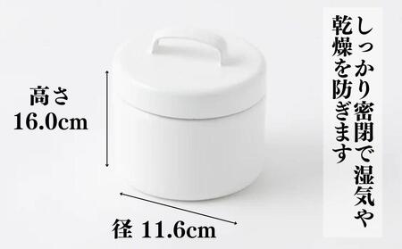 にちにち道具 ラウンドキャニスター Lサイズ　 琺瑯でできた 円形のフタ付き 保存容器 00307558