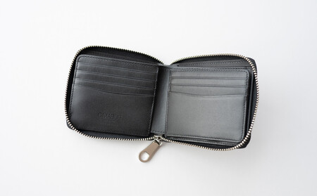 チマブエ 栃木レザー ラウンドファスナー二つ折り財布 【黒】【雑貨 ファッション 人気 おすすめ 】