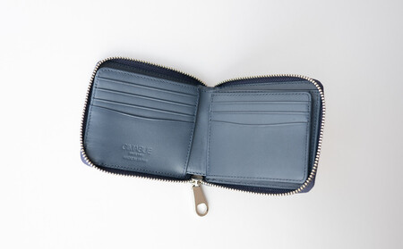 チマブエ 栃木レザー ラウンドファスナー二つ折り財布 【紺】【雑貨 ファッション 人気 おすすめ 】