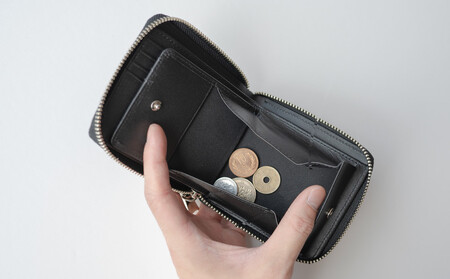 チマブエ 栃木レザー ラウンドファスナー二つ折り財布 【紺】【雑貨 ファッション 人気 おすすめ 】