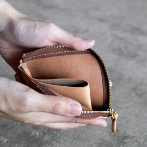 栃木レザー使用｜やわらか本革Lジップミニ財布｜Lzip wallet small 02｜タン｜minca（全7色）