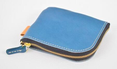 栃木レザー使用｜やわらか本革Lジップミニ財布｜Lzip wallet small 02｜ブルー｜minca（全7色）