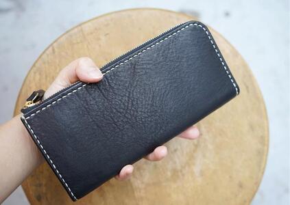 栃木レザー使用｜やわらか本革Lジップ長財布｜Lzip wallet 02｜チョコ｜minca（全7色）