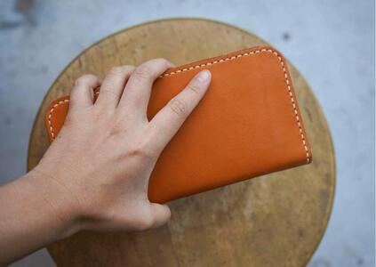 栃木レザー使用｜滑らか本革Lジップ長財布｜Round zip wallet 01｜タン｜minca（全7色）