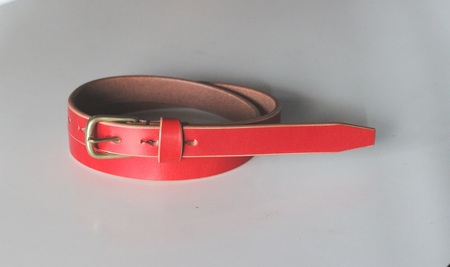 【minca】細幅20mmベルト/36インチ  栃木レザーの希少な「ハーネスレザー」使用の贅沢な1枚革のレザーベルト/レッド/HL-B04/RED　728【小物 ファッション 人気 おすすめ 】