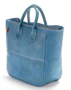 栃木レザー使用｜ソフトな手触り 本革 A4対応トートバッグ｜Tote bag 03 M｜ブルー｜minca（全7色）