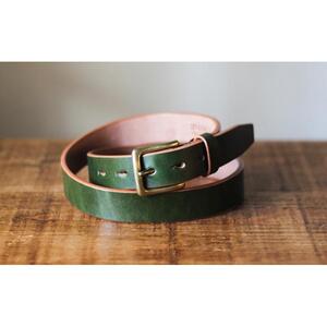 【minca】幅30mmベルト/34インチ  栃木レザーの希少な「ハーネスレザー」使用の贅沢な1枚革のレザーベルト/オリーブ/HL-B01/OLIVE/minca　600【小物 ファッション 人気 おすすめ 】