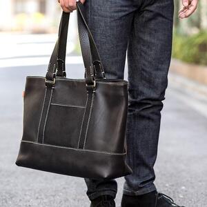 【全6色】栃木レザーのトートバッグ A4サイズ パソコン 肩掛け ビジネスにもカジュアルにも/Tote bag 04/チョコ/minca　403【かばん ファッション 人気 おすすめ 】