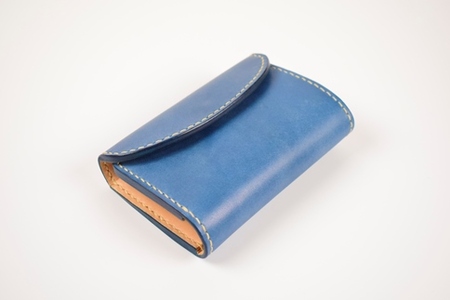 【minca】栃木レザーの三つ折り財布 ミドルサイズ ハンドステッチ滑らかな手触り/Middle wallet 01/ブルー 518【雑貨 ファッション 人気 おすすめ 】