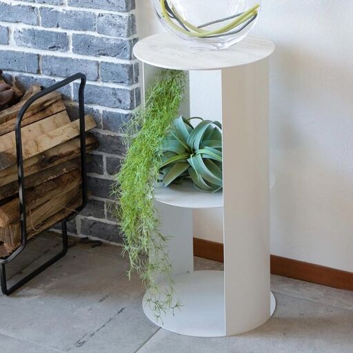 【＆FREL】SCサイドテーブル ハイタイプ ホワイト 直径35cm 高さ70cm インテリア 家具 シンプル スタイリッシュ 寝室 リビング お店 店舗 おしゃれ ベッドサイド  メラミン‐ホワイトパイン ※離島への配送不可