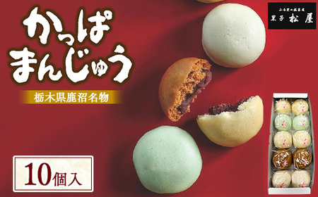 かっぱまんじゅう ＜10個＞ 【かぬまブランド認定】 | お菓子 和菓子 菓子 ギフト お土産 個包装 まんじゅう 饅頭 詰合 詰め合わせ 黒子松屋 ※離島への配送不可