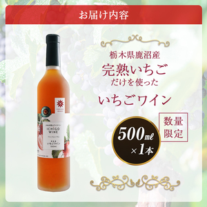 【数量限定】栃木県 鹿沼産 完熟イチゴだけを使った いちごワイン  500ml お届け 入金確認後 14日～1ヶ月