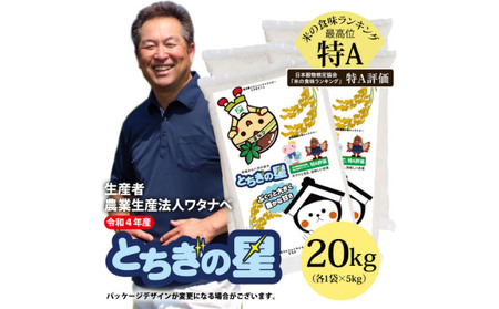 【令和4年産 新米】大嘗祭に選ばれた銘柄米!「とちぎの星」(20kg)(栃木県 農業生産法人ワタナベ 産)水稲うるち精米 単一原料米