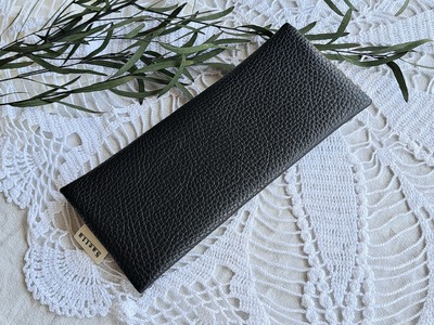 インド刺繍とレザーのペンケース (ブラック)｜本革 本皮 レザー製品