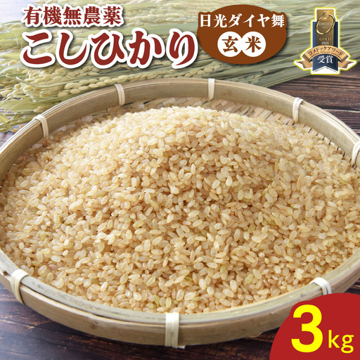[数量限定／令和7年度米] こしひかり《日光ダイヤ舞／玄米3kg》｜2025年度米 無農薬玄米 有機栽培こしひかり JAS有機転換中 オーガニック コシヒカリ お米 ごはん 国産 産地直送 日光ダイヤ舞 [0816]