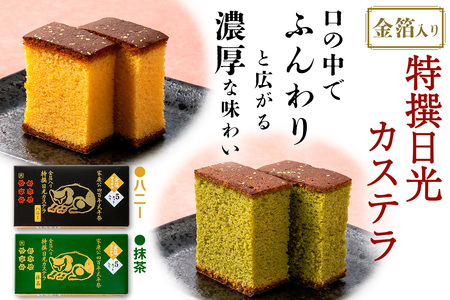 金箔入り特撰日光カステラ2種・ちいさな羊羹5種セット｜日光カステラ本舗 カステラ 羊羹 ようかん 和菓子 スイーツ 金箔 ハニー 抹茶 塩 黒蜜 小倉 チョコ ミルク 磐梯日光店 日光 [0758]