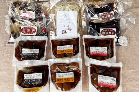 日光名水こんにゃく・寒天詰め合わせセット｜こんにゃく 蒟蒻 寒天 おつまみ レッドペッパー ブラックペッパー デザート 珈琲 天然水 ギフト アソート 日光産 国産 野口食品商会 [0475]