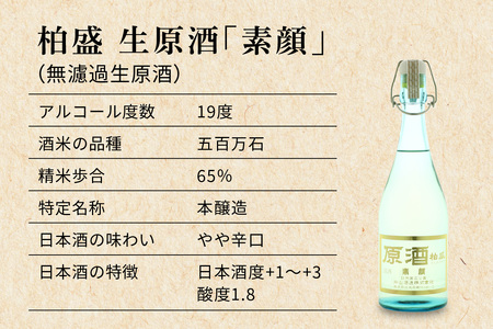 原酒柏盛 生原酒「素顔」(無濾過生原酒) 720ml｜片山酒造 日本酒 お酒 原酒 生原酒 生酒 地酒 日光市 [0754]