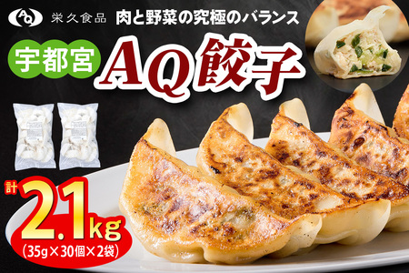 肉と野菜の究極のバランス『宇都宮AQ餃子』2.1kg｜餃子 ぎょうざ ギョーザ ビッグ餃子 大容量 冷凍 国産野菜 国産豚肉 おかず グルメ 簡単調理 お手軽 日光市 栃木県 栄久食品 [0654]