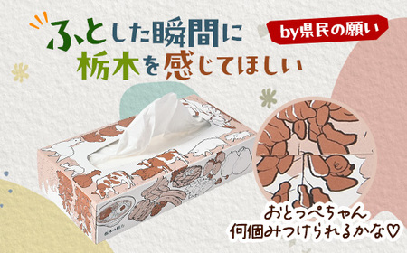 【60箱入り】使い切りパック!栃木の魅力ティッシュボックス 150w×60箱【配送不可地域:離島・沖縄県】【1512983】
