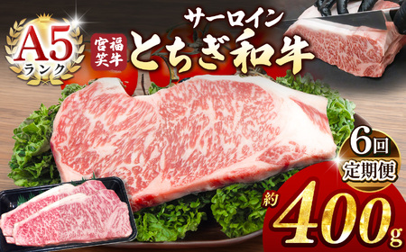 【定期便6回】宮福笑牛(とちぎ和牛) A5 サーロインステーキ 約200gx2枚