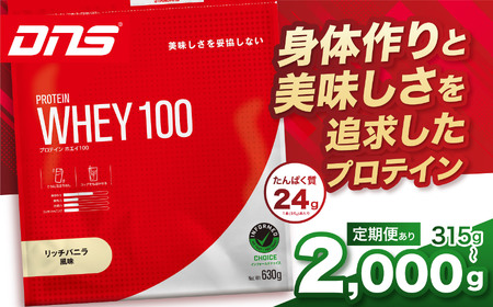 【定期便12回】DNS プロテインホエイ 100 リッチバニラ 風味 630g