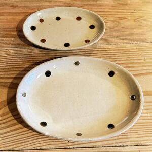 益子焼 濱田窯　黒柿文打楕円皿　大小セット | 栃木県 伝統工芸品 陶器 食器 皿