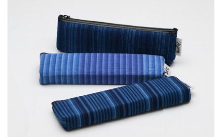 真岡木綿「ペンケース」(青系) | 栃木県 伝統工芸品 織物 筆箱 ペンケース 手作り 贈答 贈り物 ギフト 文房具