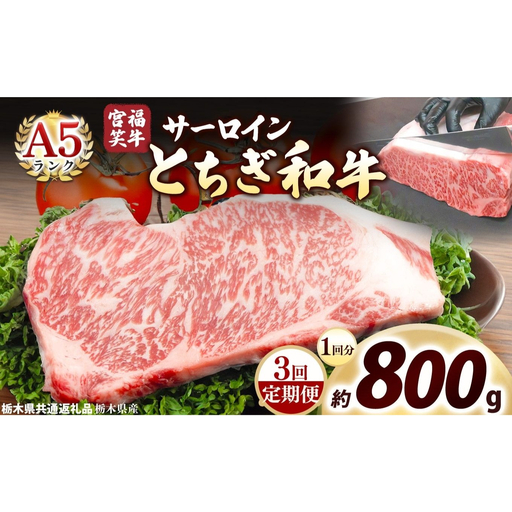 [定期便3回]宮福笑牛(とちぎ和牛) A5 サーロインステーキ 200g×4枚｜数量限定 黒毛 和牛 牛肉 国産牛 国産 ブランド牛 お肉 切り落とし サシ 霜降り 甘い ステーキ すき焼き しゃぶしゃぶ 焼肉 切落し 上品 アレンジ 美味しい 料理 主婦 とちぎ  栃木県 矢板市