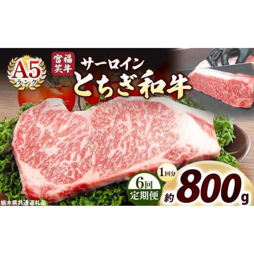 [定期便6回]宮福笑牛(とちぎ和牛) A5 サーロインステーキ 200g×4枚｜数量限定 黒毛 和牛 牛肉 国産牛 国産 ブランド牛 お肉 切り落とし サシ 霜降り 甘い ステーキ すき焼き しゃぶしゃぶ 焼肉 切落し 上品 アレンジ 美味しい 料理 主婦 とちぎ  栃木県 矢板市