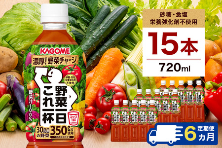 【定期便6ヵ月】カゴメ 野菜一日これ一杯 720ml 15本 ns111-030 KAGOME 野菜飲料 ﾍﾟｯﾄﾎﾞﾄﾙ飲料 GABA ﾄﾏﾄ 野菜100％ 食物繊維 ﾋﾞﾀﾐﾝ