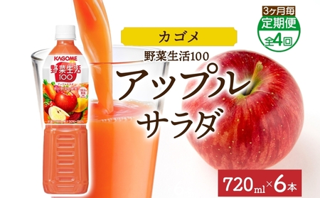 【定期便】3ヵ月毎全4回野菜生活100 アップルサラダ 720mlPET ns038-071 飲料 ｶｺﾞﾒ ﾌﾙｰﾂｼﾞｭｰｽ ｾｯﾄ ﾐｯｸｽｼﾞｭｰｽ