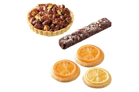 ヘーゼルナッツキャラメルタルト&アーモンドチョコケーキ&オレンジ・レモンクッキー(計 5個)【1084313】
