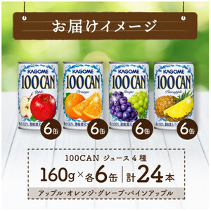 カゴメ 100CAN フルーツジュース 詰め合わせ 4種 各6缶 計24缶 那須