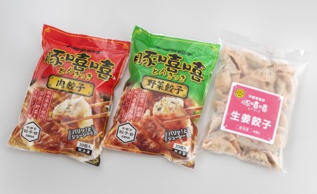 「宇都宮餃子会とんきっき」肉・野菜・生姜餃子食べ比べ90個セット（計1.5kg）+とんきっき 旨辛ラー油｜冷凍餃子 冷凍食品 ギョーザ ラー油 グルメ 食品 惣菜 中華惣菜 点心 中華